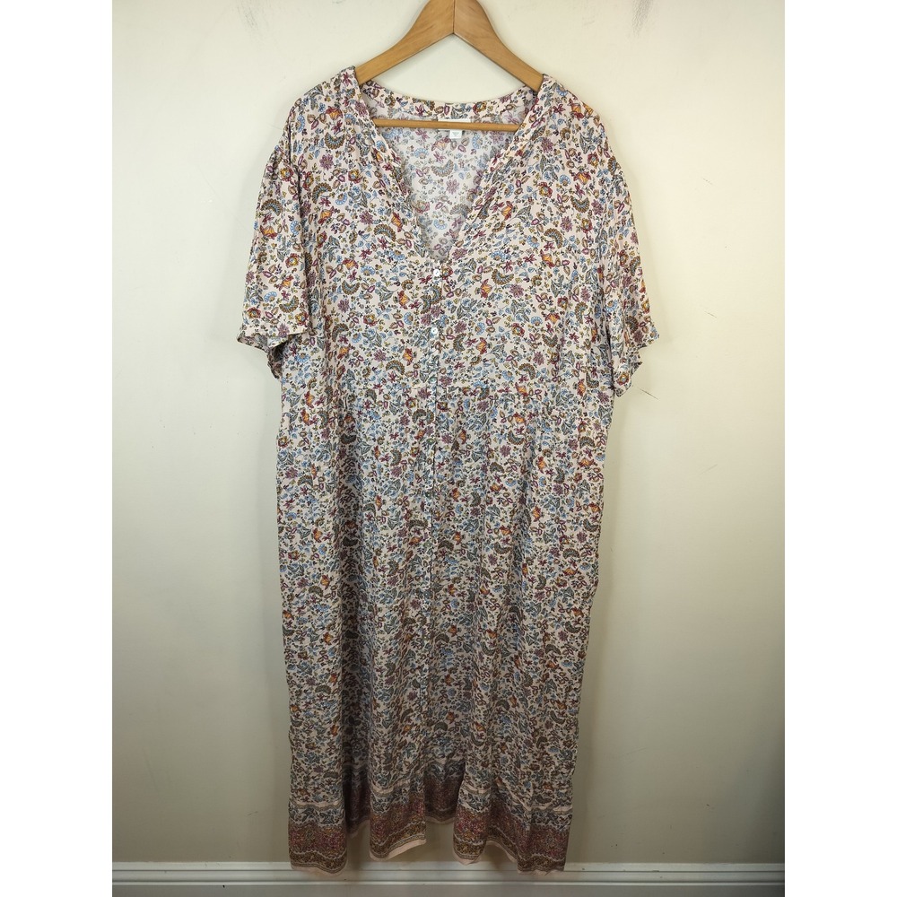 J. Jill Floral Maxi Dress w Pockets Dress 3X Womens Button Front Bo